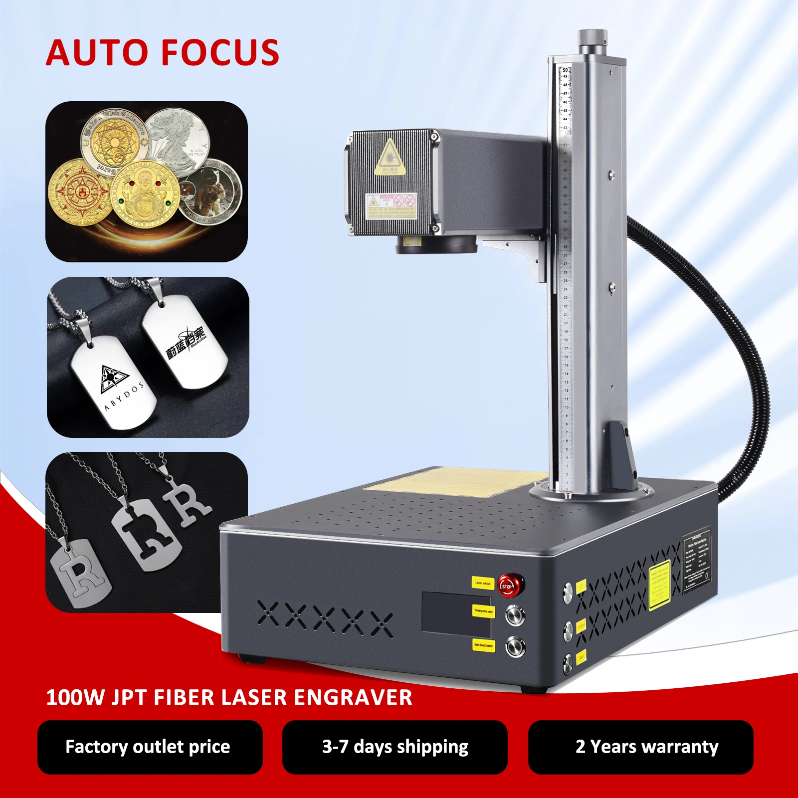 Desktop 300W Autofokus JPT MOPA M7 Faserlaser-Schneid- und Graviermaschine für Alle Metalle Schmuckbearbeitung Lightburn 6000mm/s Luftkühlung