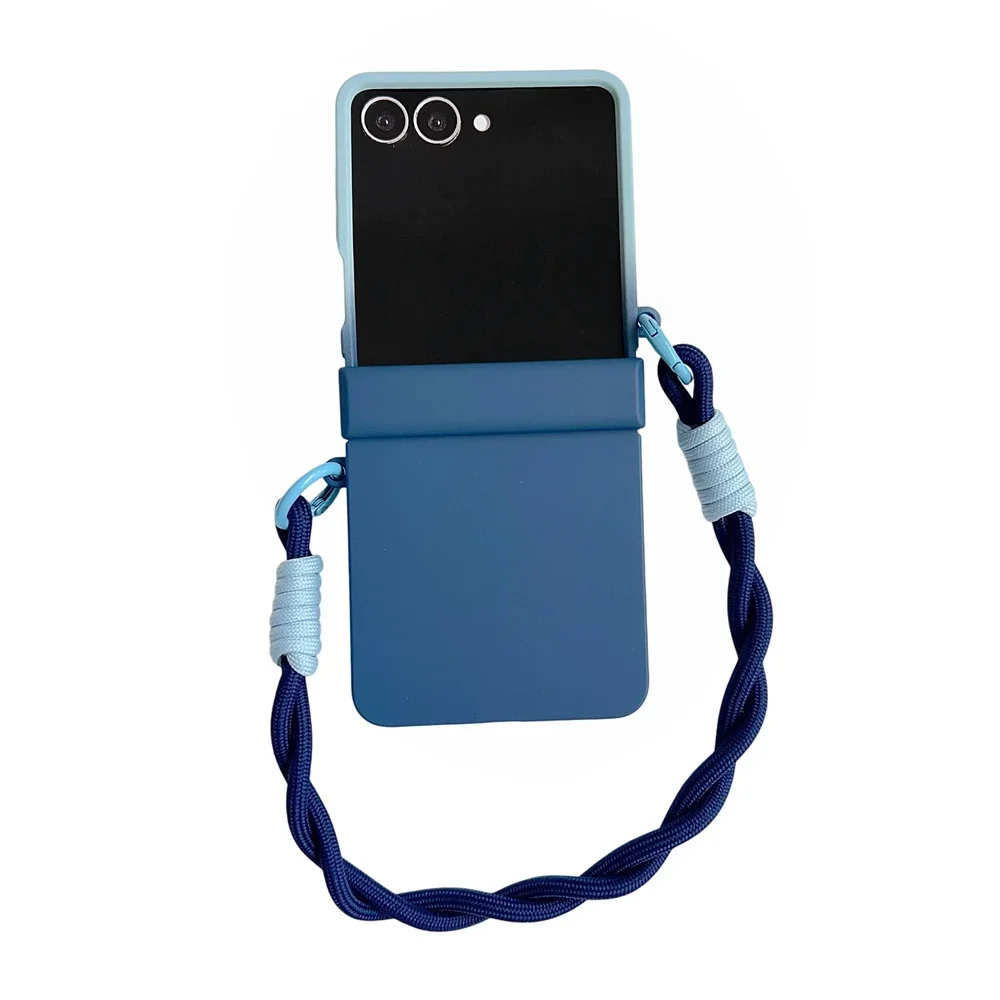 Gradient Candy Color Phone Case with Wrist Strap and Hinge Protection