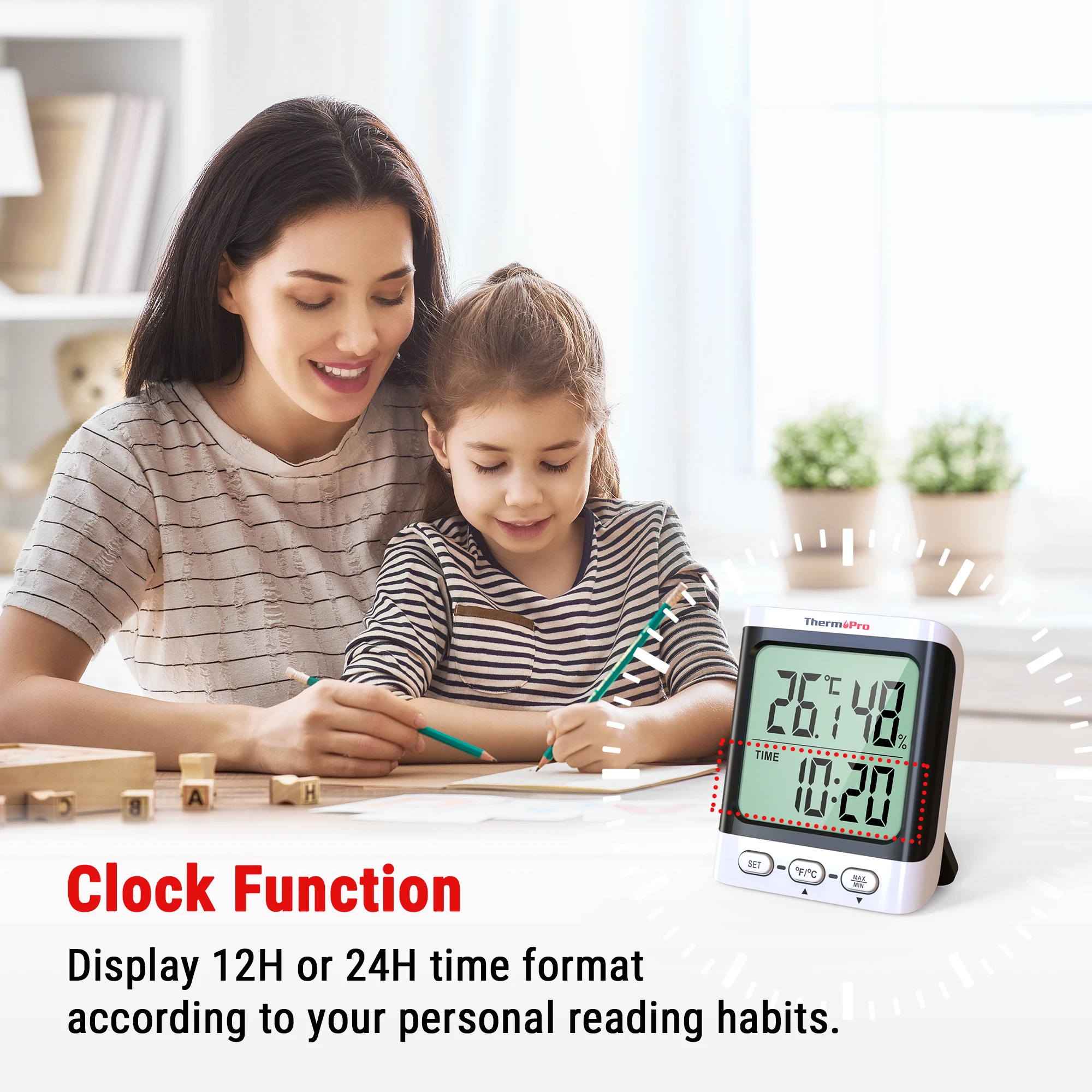 ThermoPro-TP152  LCD ȭ  ǳ  µ , ð  