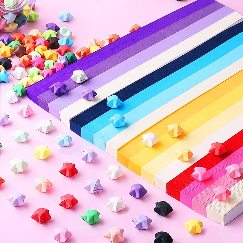 

540Sheets Origami Stars Papers Strip Double Sided Lucky Colorful Folding Paper Decor Folding Star Strip DIY Arts Craft Supplies