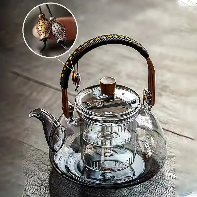 Glass Tea Maker Steamable Teapot Household Glass Tea Maker High Temperature Resistant Steaming and Boiling Dual-purpose