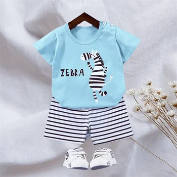 Zebra Tee & Stripe Shorts Set 1