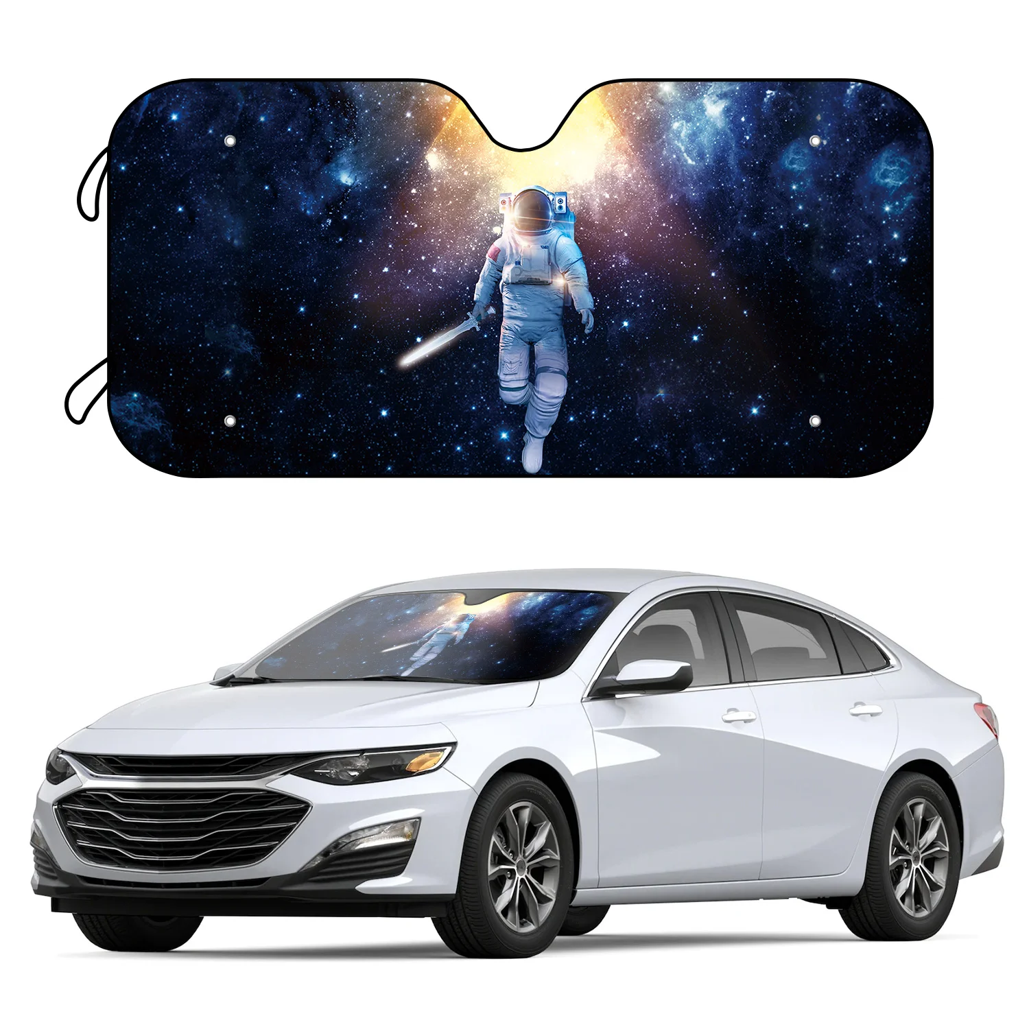 

1pc Car Windshield Sunshade With Running Astronaut Foldable Sun Shade With 4 Free Suction Cups Blocks UV Rays Keep Your Cool Fit