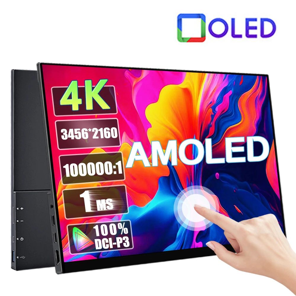 13.3/15.6 인치 4K AMOLED 터치스크린 휴대용 모니터 3456*2160 550..