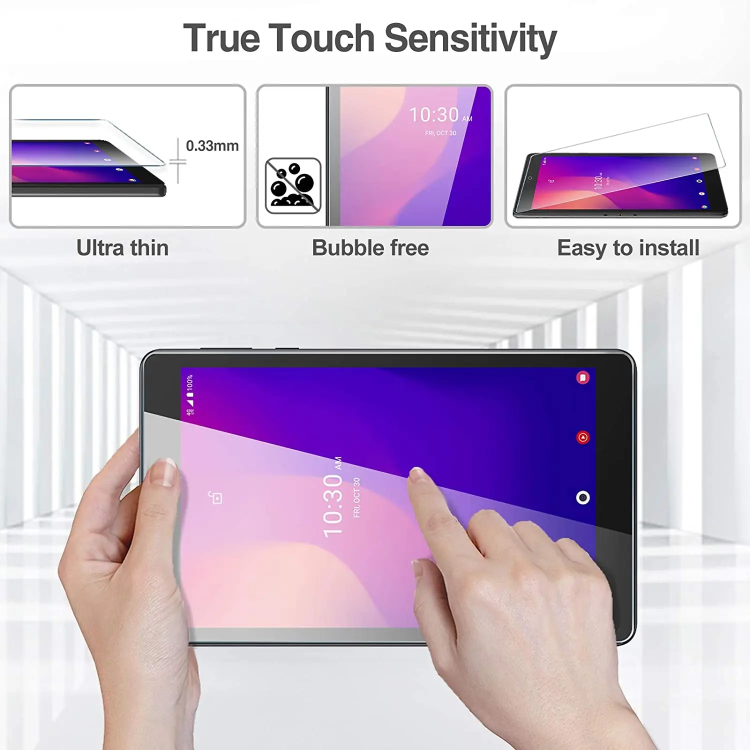 2 Pack Tempered Glass Film Protection Shield Screen Protector for Alcatel Joy Tab 2 2020 (Model: 9032Z) / Alcatel 3T Tablet 8“ 2