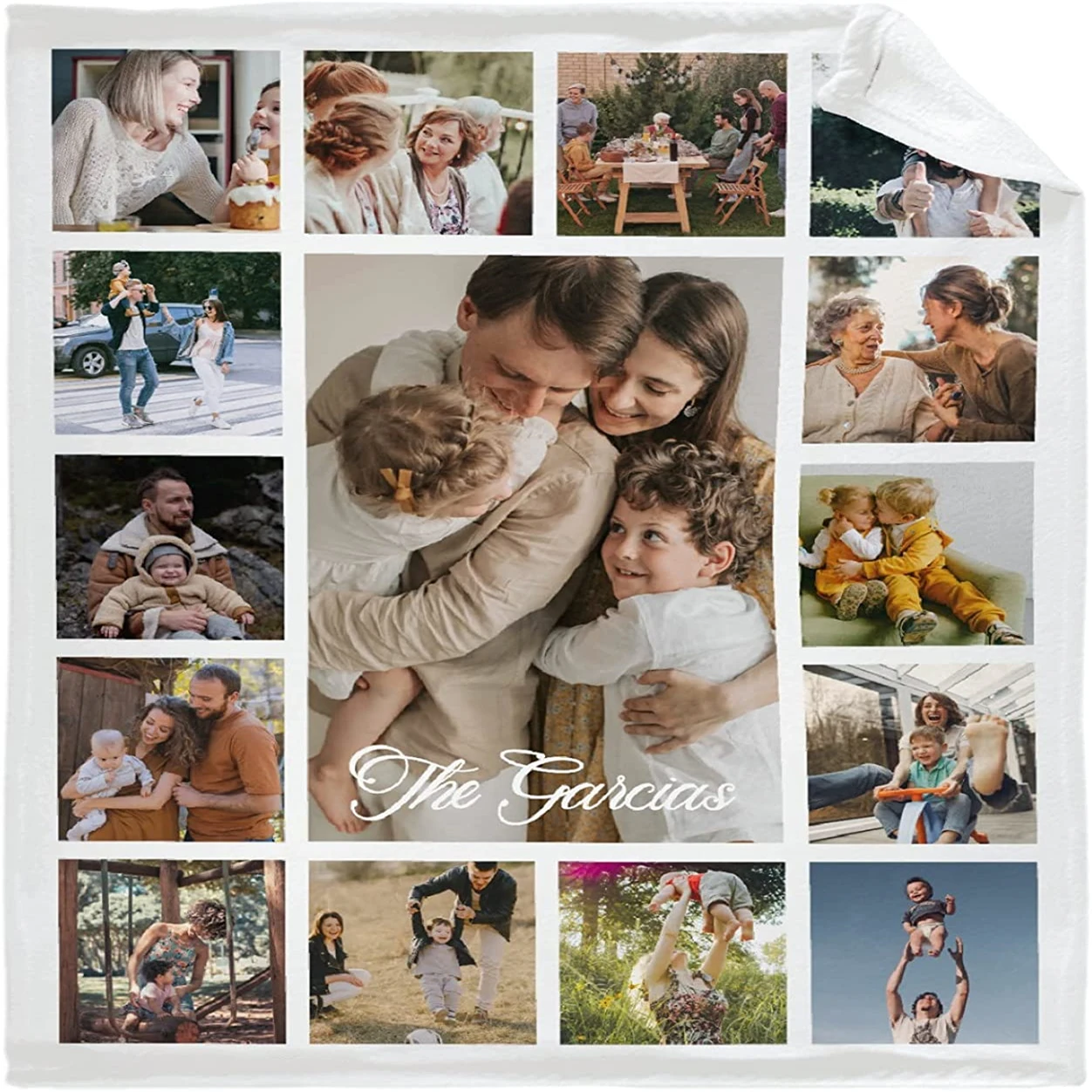 Description Picture 5 of itemCustom Blanket with 15 Photos Love Family Memories Personalized Picture Throw Blanket with Text Gift for Family Couple Friends