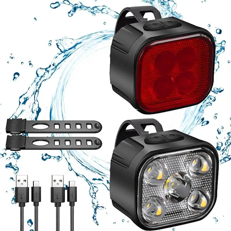 

Светодиодный велосипедный фонарь, задняя фонарь, водонепроницаемый комплект из 2 предметов, велосипедный фонарь с зарядкой типа C, фонарь для велосипеда, уличный ночной велосипед