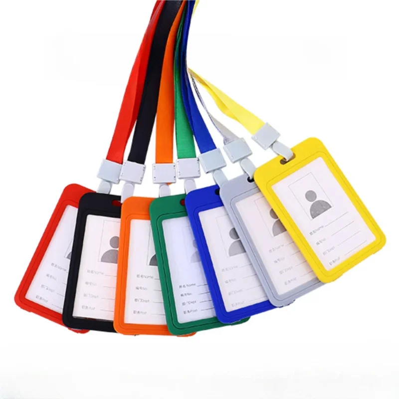 Clear Dual-Sided Badge Holder with Lanyard - Professional ID Card Cover and Neck Strap