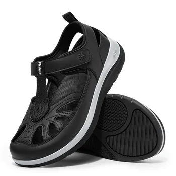 FitVille Women's Sandals Wide Width Closed-Toe Orthopedic Sandals for Diabetes & Swollen Feet Summer & Vacation Walking Flats 1