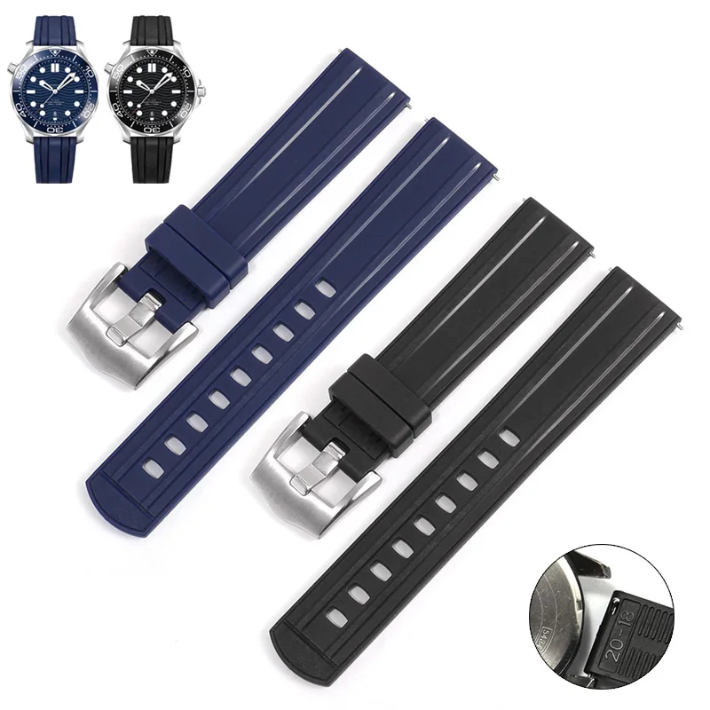 Cinturino Antipolvere Fluorurubber 20 22Mm Adatto Per Omega Huawei Gt Cinturino Da Uomo In Silicone Nero Blu A Smontaggio Rapido