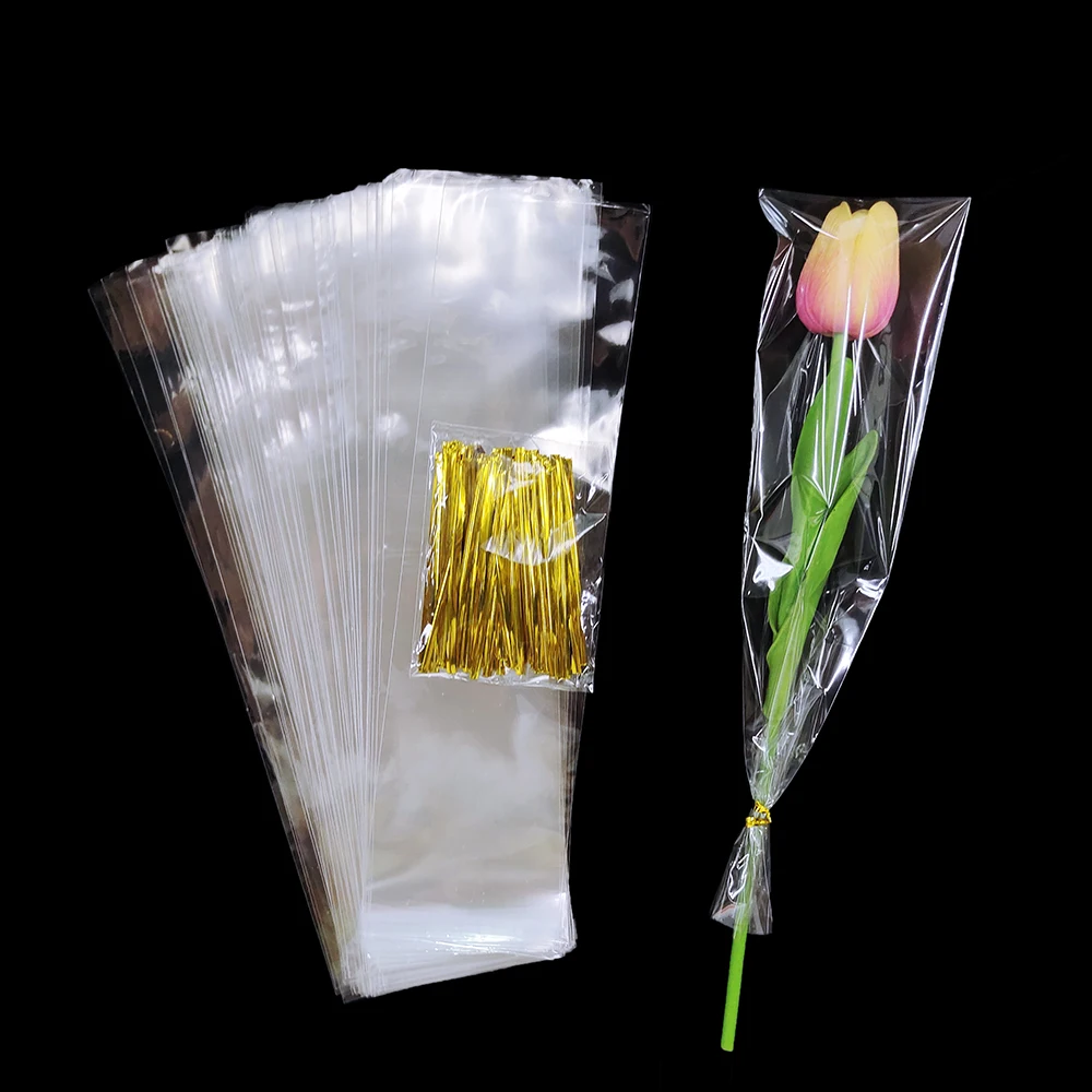 50/100 Stück transparente Süßigkeiten-Zellophanbeutel, durchsichtiger Kunststoff, süße Kekse, Gebäck, Verpackung, Geschenktüten, Hochzeit, Geburtstag, Dekoration – Detail 6