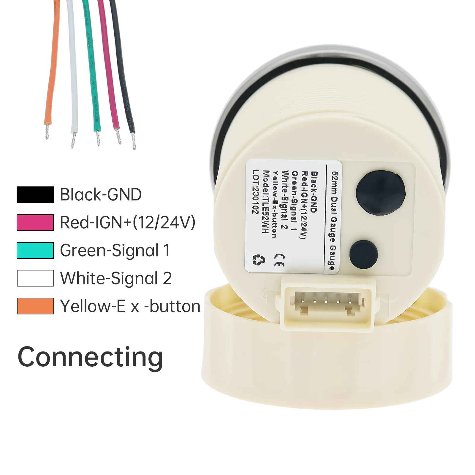 Digitale Dual 52Mm Gauge Met Waarschuwing Waterniveau Indicator + Riolering Niveau Meter Voor Water Niveau Sensor 0-190 Ohm Htg Marine Auto