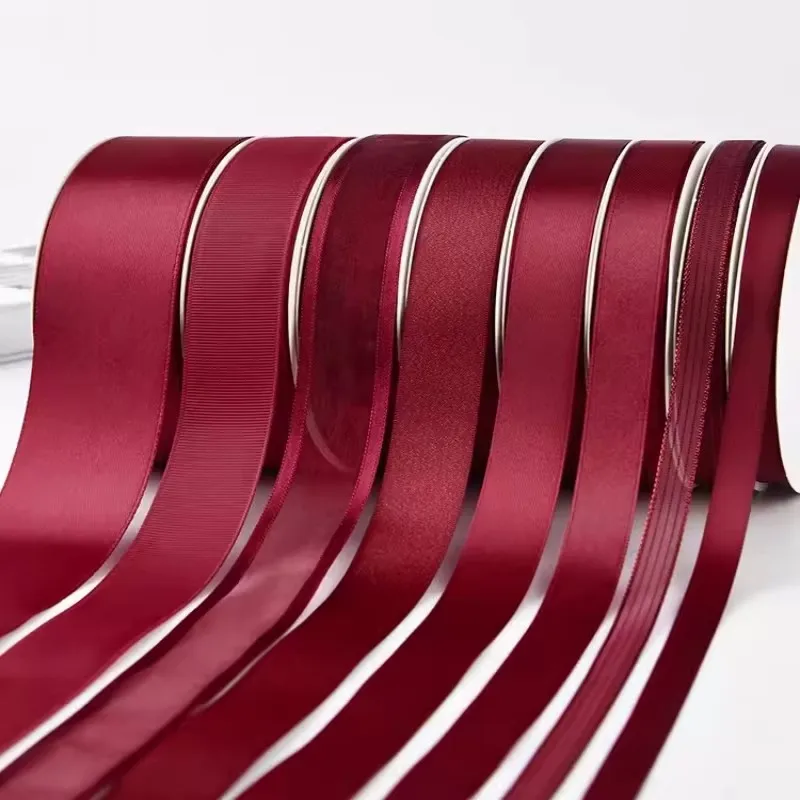 100Yards/Roll Wine Red Ribbons For Crafts Bow Knot Rose Flower DIY Handmade Gift Wrapping Christmas Wedding Decoration Ribbon satin ribbons ribbon decoration ribbon supplies wrapping ribbon satin ribbon sewing ribbon christmas ribbon cotton ribbon polyester ribbon