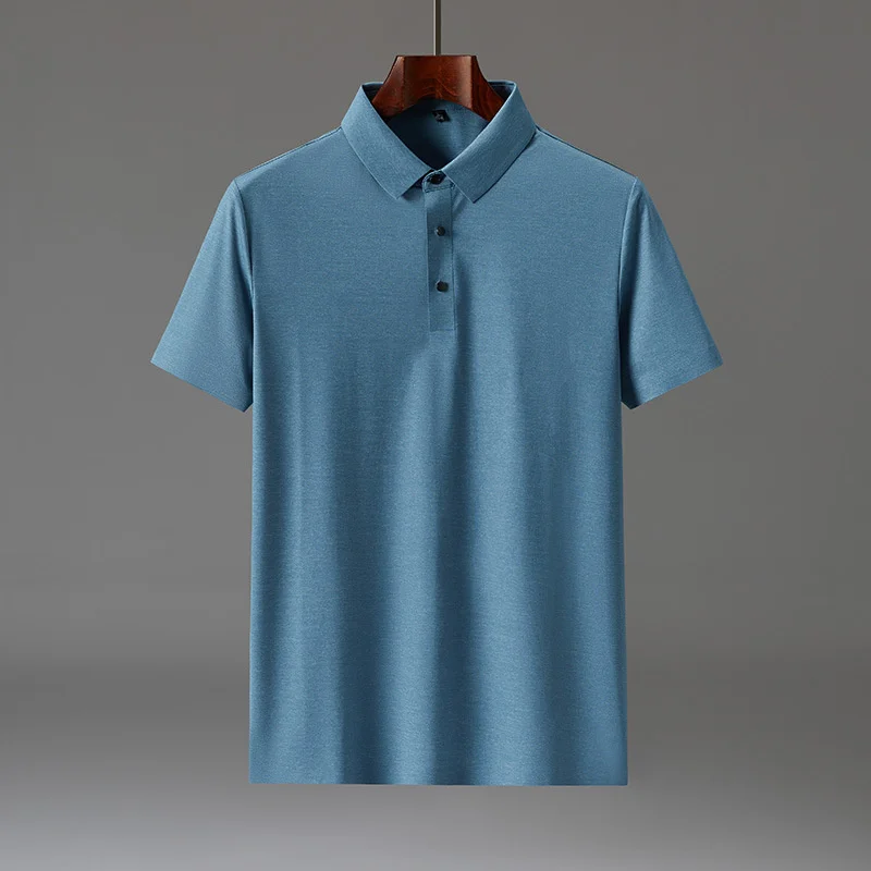 

Antistatic Traceless Summer Short Sleeve Polo Shirt Men Quick Dry Mens Poloshirt Lapel T-shirt Slim Fit Mercerized Brand Clothes