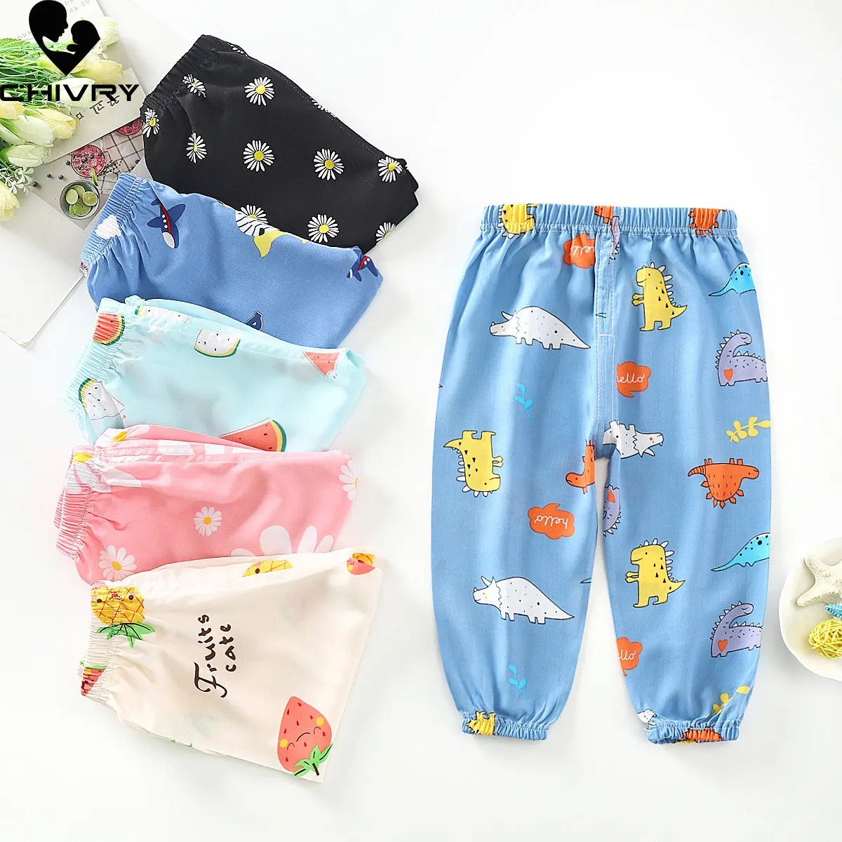 

New 2023 Summer Kids Boys Girls Thin Anti Mosquito Pants Baby Boy Fashion Cartoon Dinosaur Print Breathable Bloomers Trousers