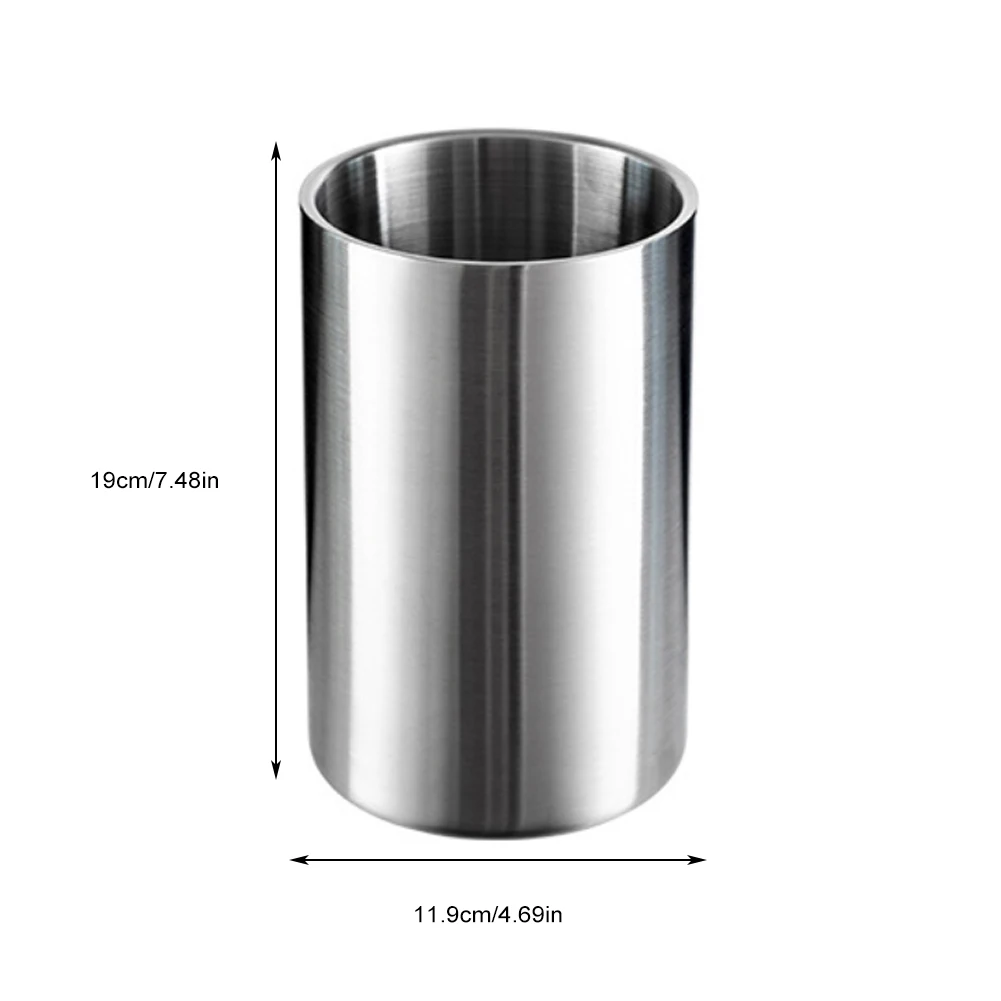 Stainless Steel Ice Bucket 1.6L Large Drinks Chilling Bucket Wine Beer Bottle Cooler Champagne for Home Bar Beach Party