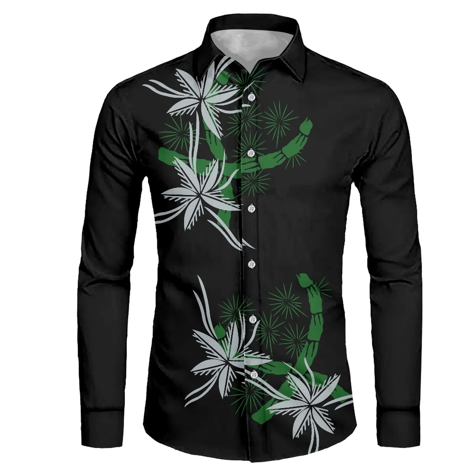 

Polynesian Tribal Tongan Totem Tattoo Tonga Prints Men's Long Sleeve T-Shirt Loose Casual Shirt Long Sleeve Holiday Beach Party