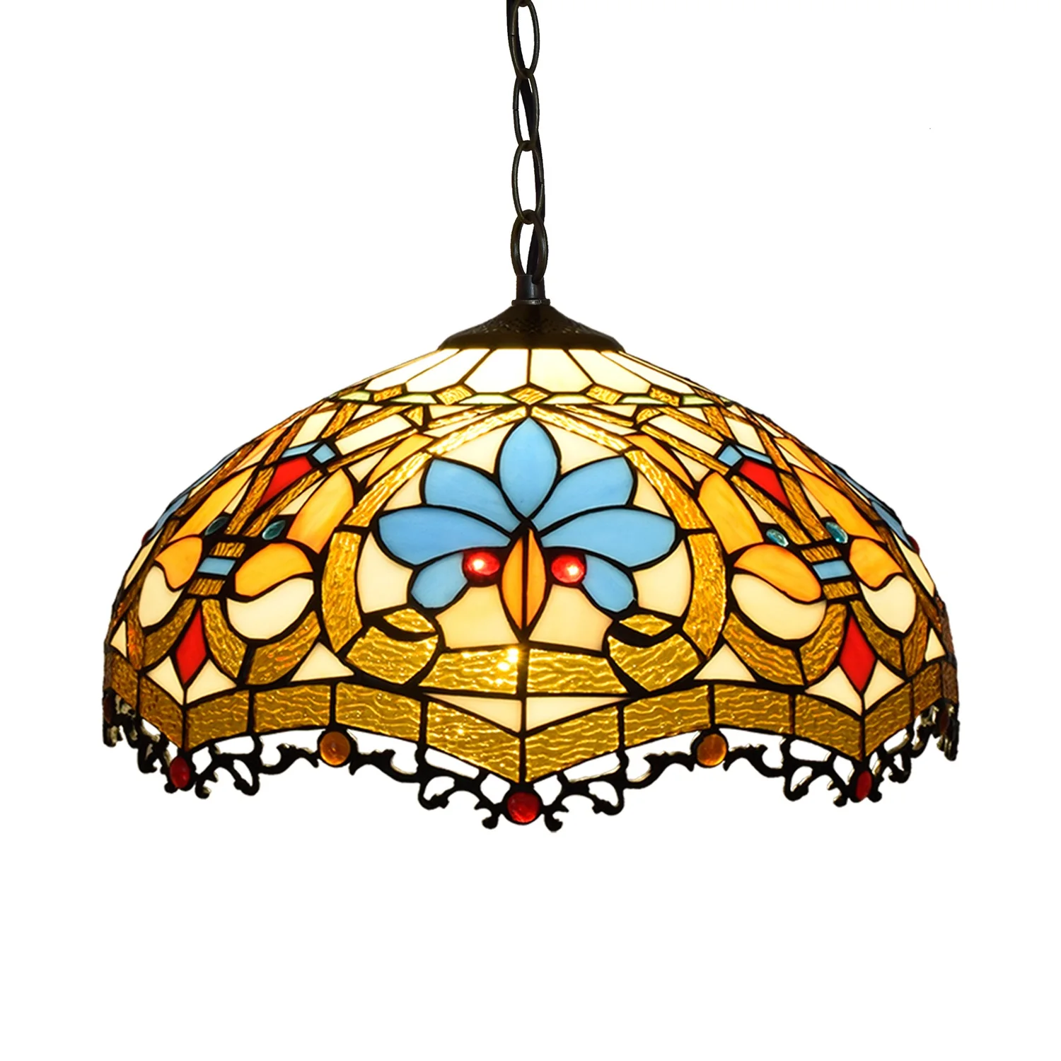 

16 Inches European classic retro Stained glass Style Creativity Blue Parrot Pendant Light Bedroom Restaurant Bar pendent lamp