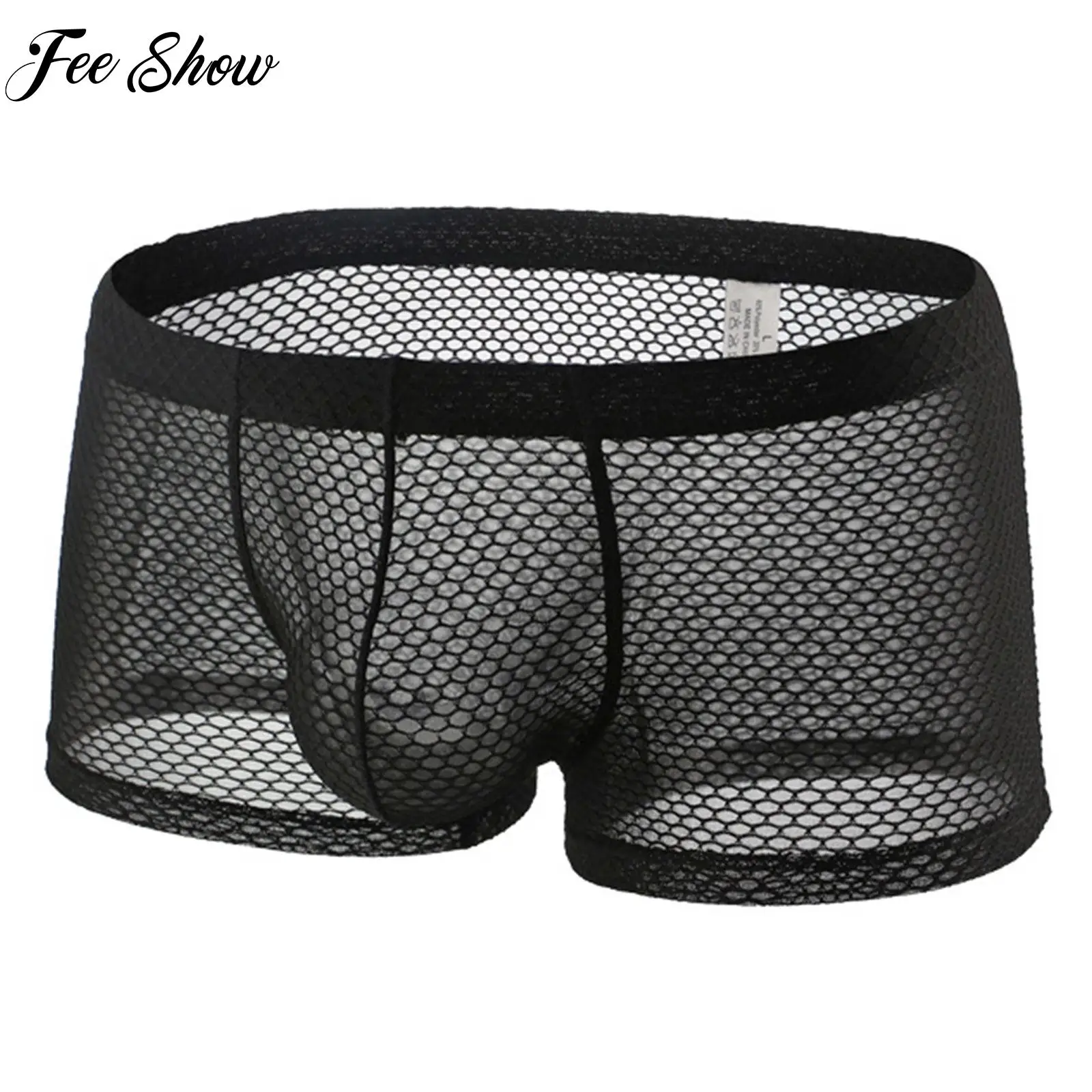 

Mens See-Through Boxer Shorts Low Rise Swimming Elastic Waistband Underpants Breathable Mesh Contour Pouch Underwear Swimwear