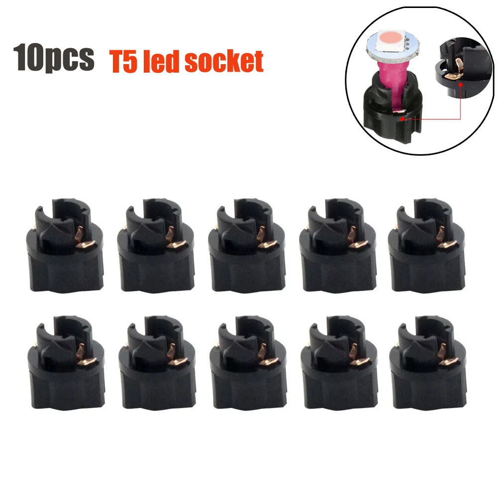 

10 Pcs T5 Lock Sockets LED Bulb Base Holders Set Car Dashboard Instrument Panel Cluster Dash Lights Plug Base Part