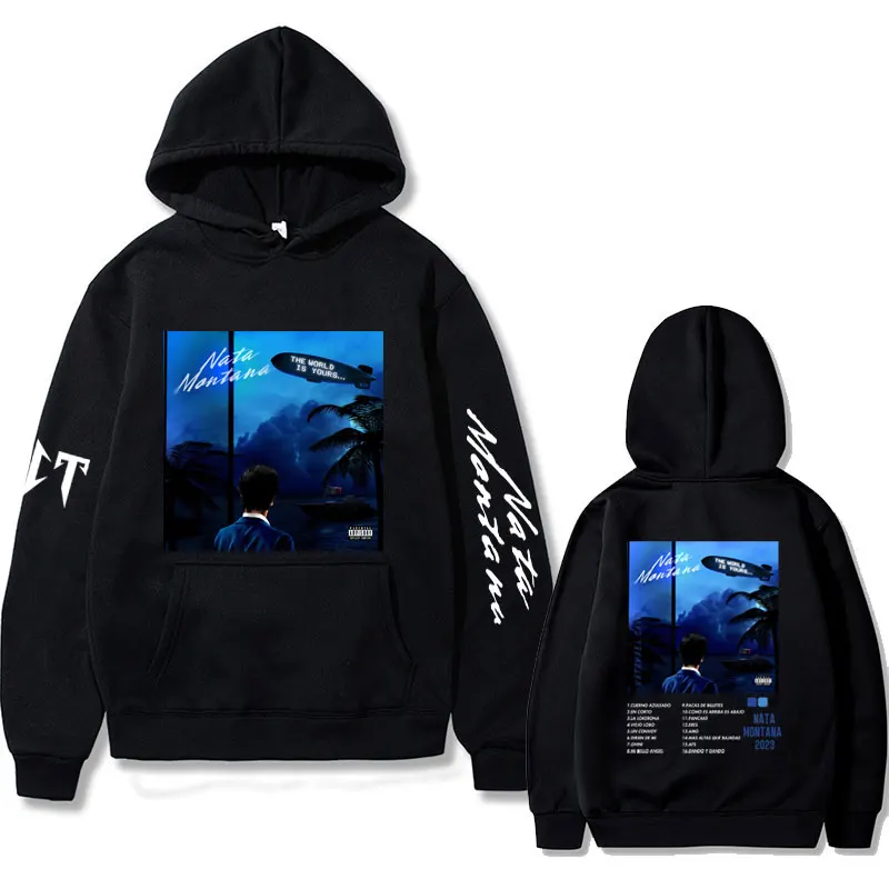 Singer Natanael Cano Nata Montana Music Album Double Sided Print Hoodie Men Women Fashion Streetwear Unisex Hip Hop Sweatshirt