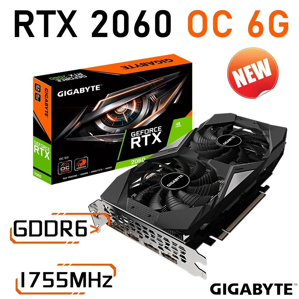GDDR6 카드 NVIDIA RTX 2060 GPU 8G 6G 12nm 지원 AMD 인텔 데스크탑 CPU RTX 2060 비디오 ...