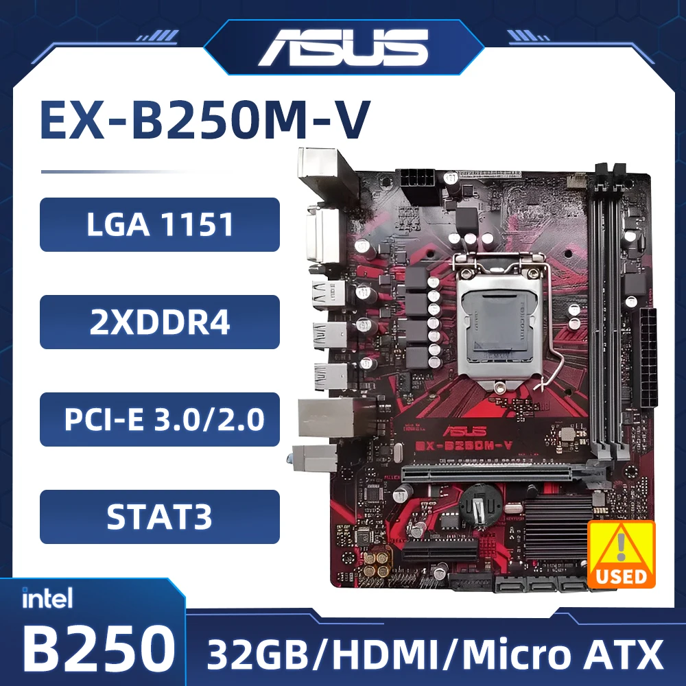 ASUS-Placa-mãe Intel B250 Micro ATX, LGA 1151, EX-B250M-V, 2 × DDR4 ...