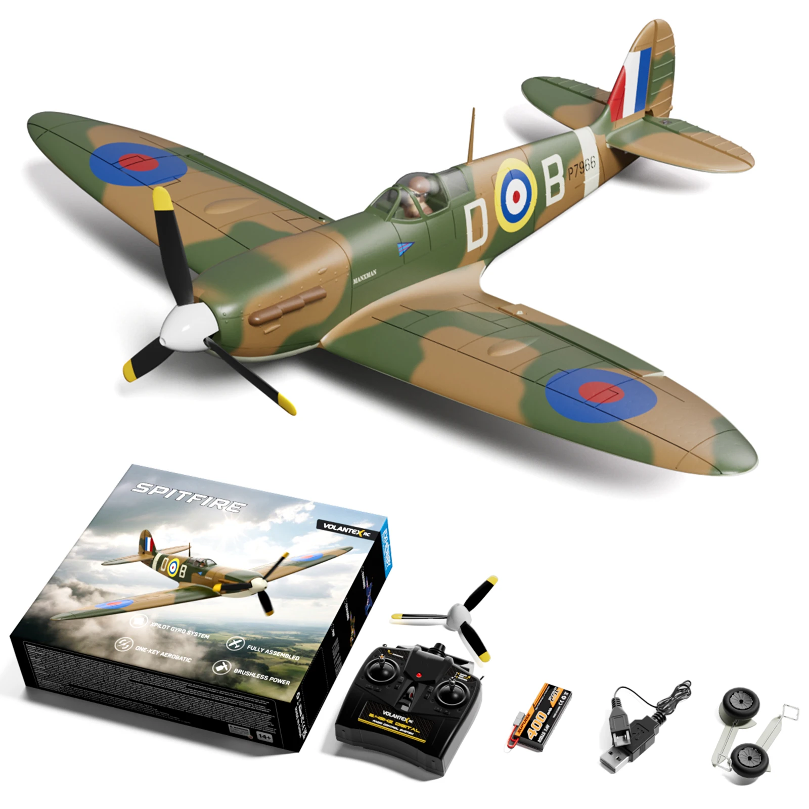Avion RC Spitfire Planeur 2.4GHz 6 Axes Gyro PNP