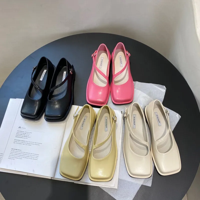 

Туфли женские на плоской подошве, квадратный носок, ремешок с пряжкой, модные лоферы, Ретро стиль, весна