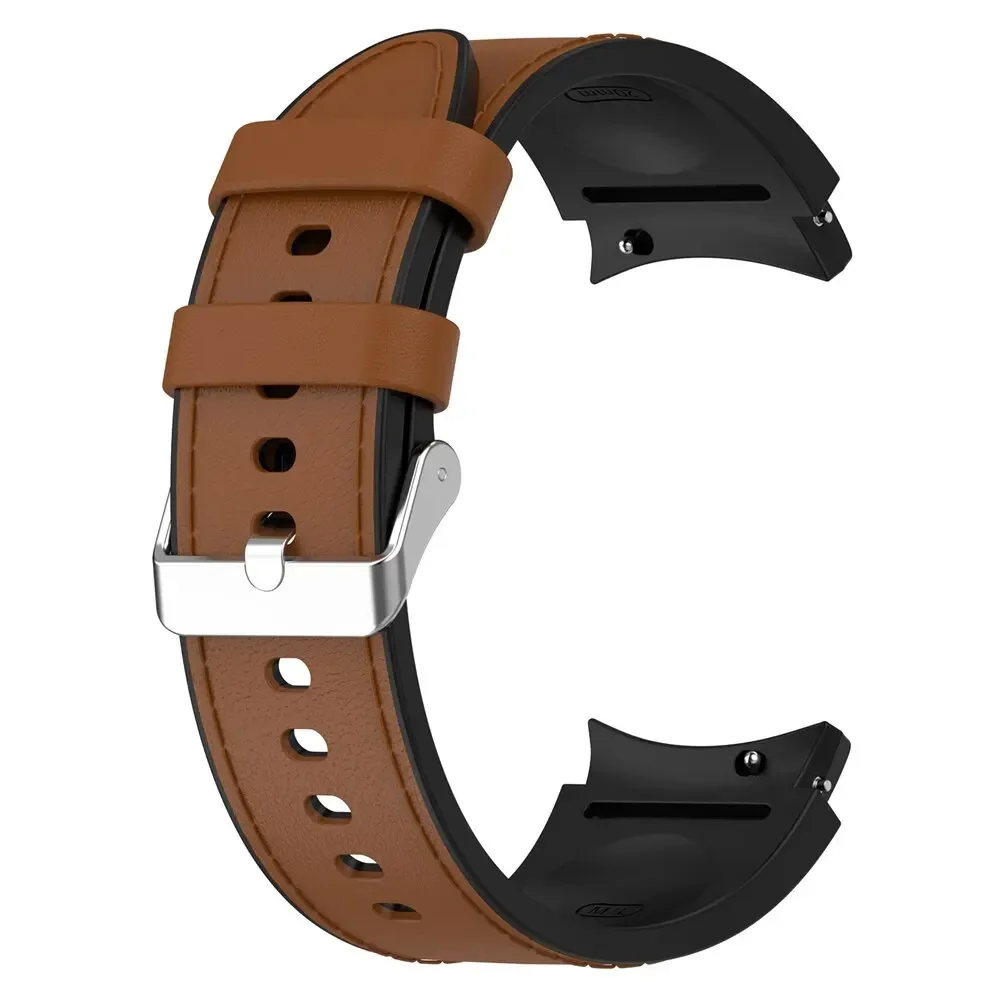 Dual-Material Silicone & Leather Watch Strap - Premium Replacement Band
