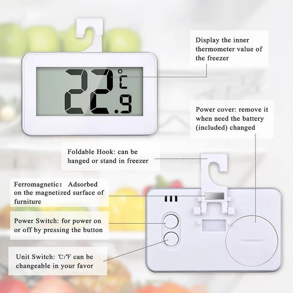 Fridge Thermometer Digital Refrigerator Thermometer with Probe for Indoor  Outdoor Drop Shipping - AliExpress