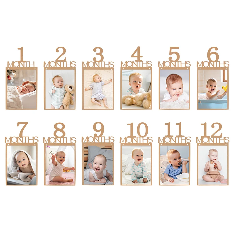 

Happy Birthday Photo Banner Baby One Year 12 Months Frame Garlands Boy Girl Kid 1 Year Birthday Party Decor Baby Shower Supplies