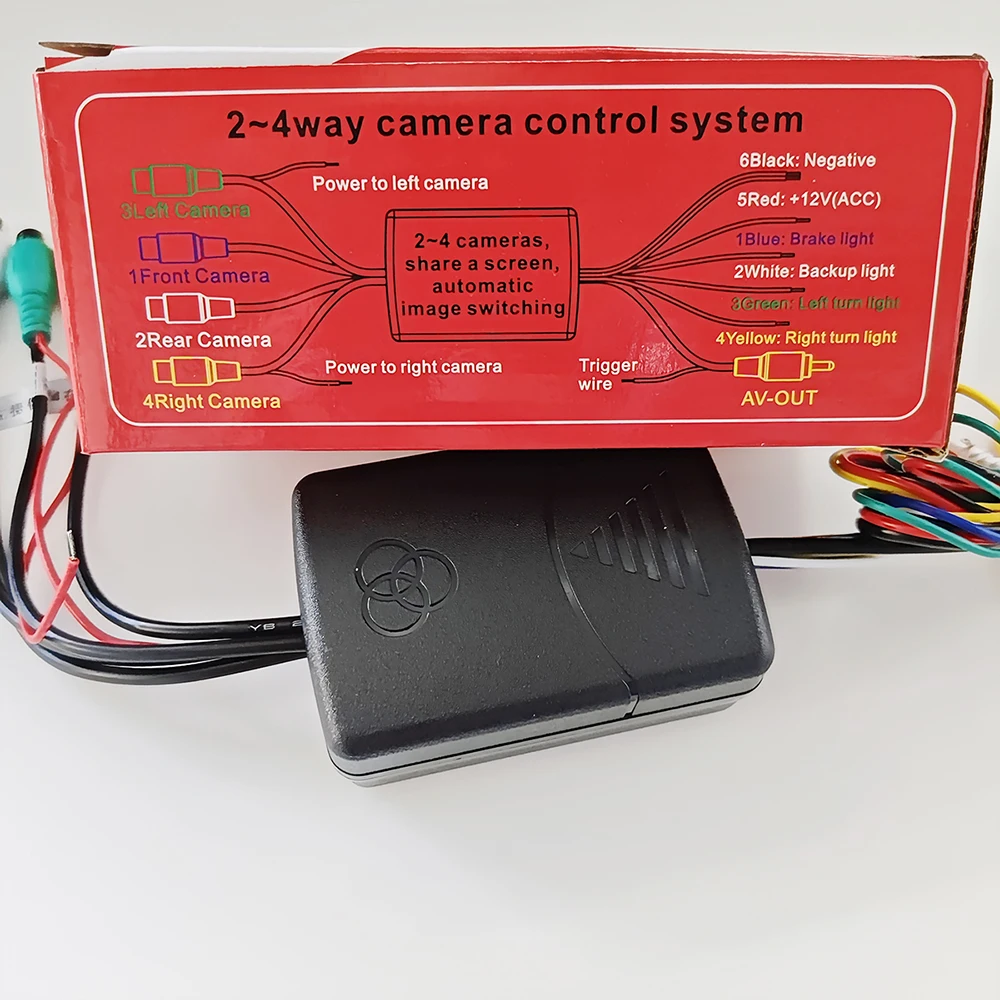 4 Way Car Camera Control Box 360 Panoramic View Reversing Image Converter Front Rear Left Right Car Blind Spot Camera Controller