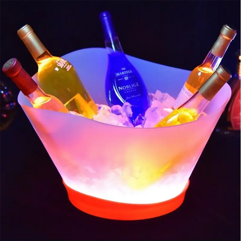 12L Waterproof Rechargeable LED Ice Buckets Bar Nightclub Light Up Champagne Whiskey Beer Can Holder Party KTV Xmas Supplies