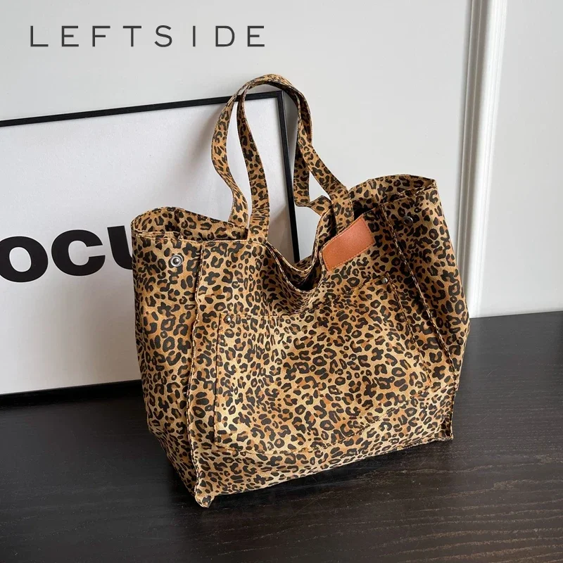 

Bag Shopping Bag Large Women Design For Bags Big LEFTSIDE Shopper Fashion Capacity 2023 Lady Shoulder Leopard Korean Handbag