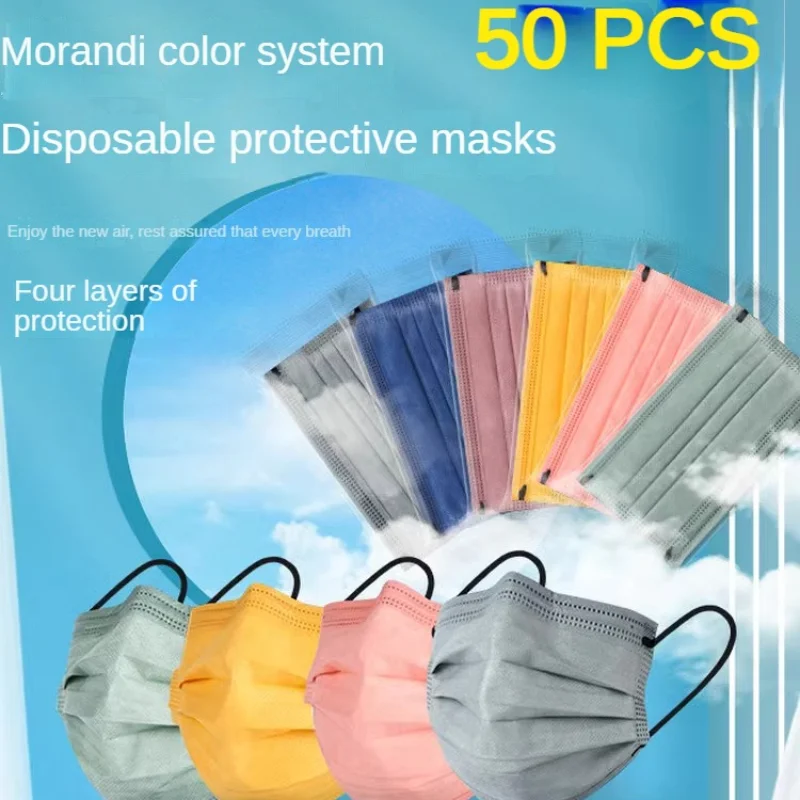 4-layer flat face mask non-woven fabric thickened with meltblown fabric adult independent packaging