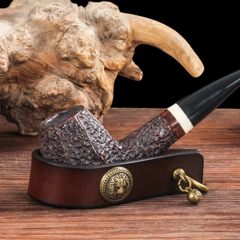 Handmade cowhide pipe holder retro men's portable pipe display stand personalized cigarette storage accessories tobacco smoking accessories