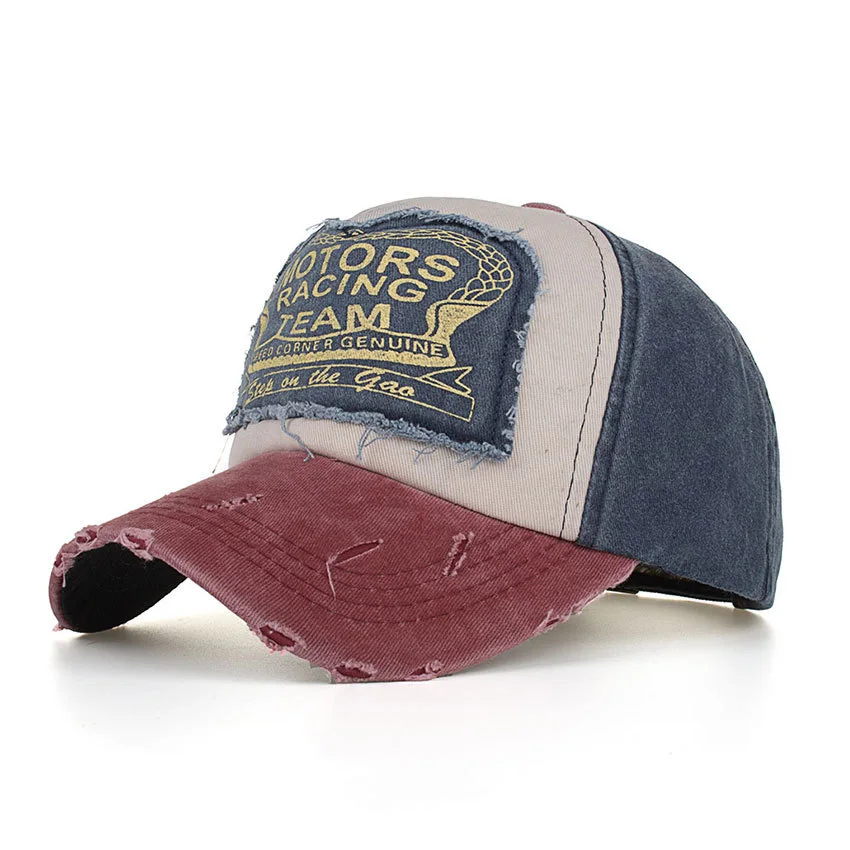 Baseball Cap Outdoor Sun Cap Visor Patch Color Matching Letter Wash Cloth Coated