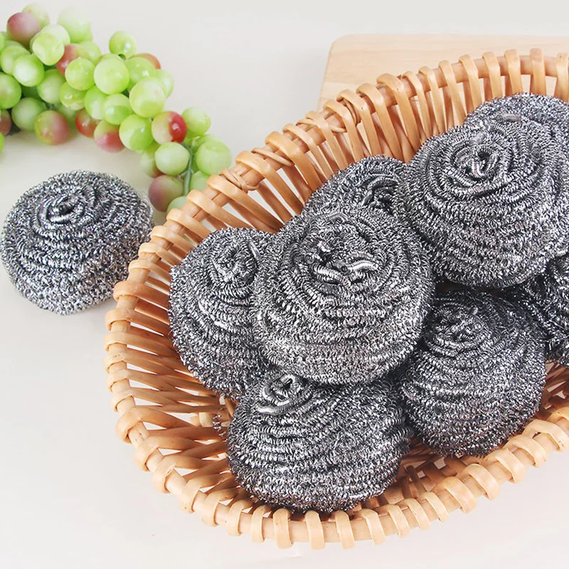 Wire Cleaning Ball Stainless Steel Scrubber Sponges Dishwashing Brush Powerful Decontamination Ball Kitchen Cleaning Tools 6pcs wire cleaning brush kitchen cleaning tool