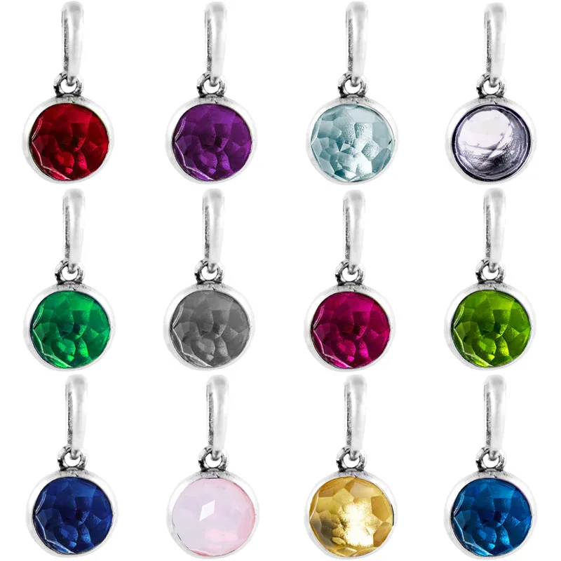 

925 Sterling Silver Month Droplet Birthstone Necklace Pendant Charm Bead Fit Bracelet Women Birthday Jewelry Diy Gift