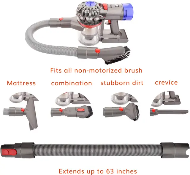 Плоская всасывающая насадка для пылесоса Dyson V7 V8 V10 V11 V12 V15, насадка для матраса, круглая щетка, мягкие детали щетки 3