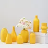 Porcelain Yellow Color Flower Vase Decoration Living Room Flower Arrangement Container Hydroponics Vase Plant Pot Gardening Art 1