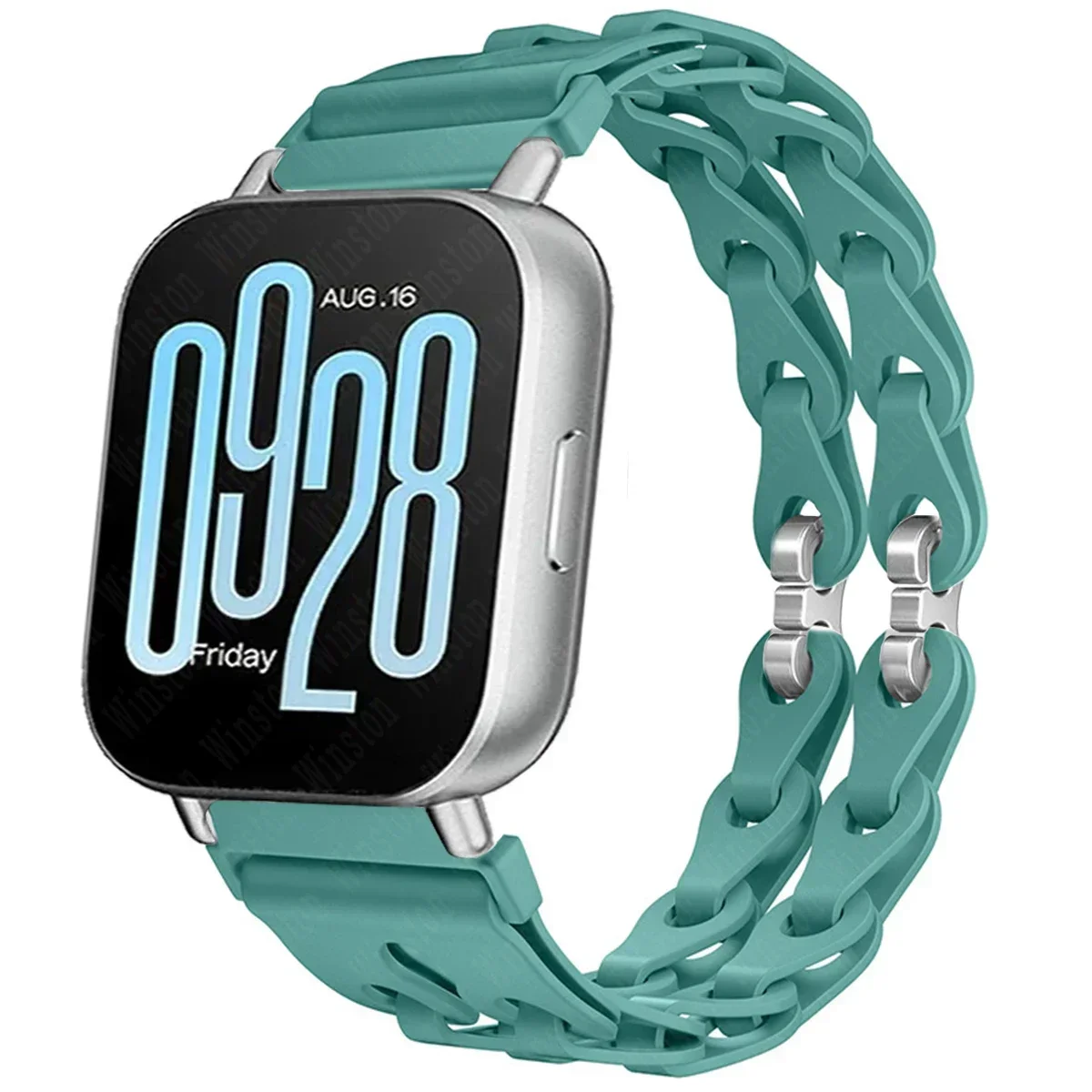 Stylish Chain Strap Silicone Band Bracelet for Smartwatch Replacement, 22mm Wristband