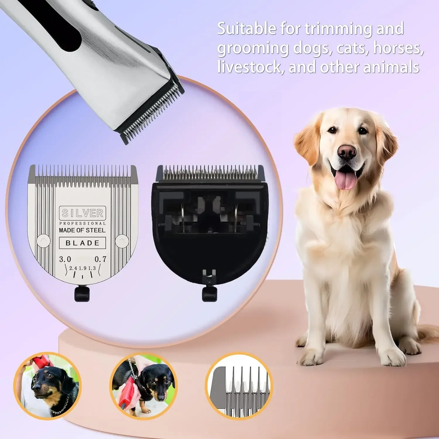 Electric Hair Trimmer Barber Hair Clipper Blade Pet Grooming Clipper Electric Shaver Blades Pet Dog Horse Hair Trimmer Detachable 5in1 Replacement Blade For Wahl Clippers Arcos Bravura,Chromado,Creativa,Figura,Motion