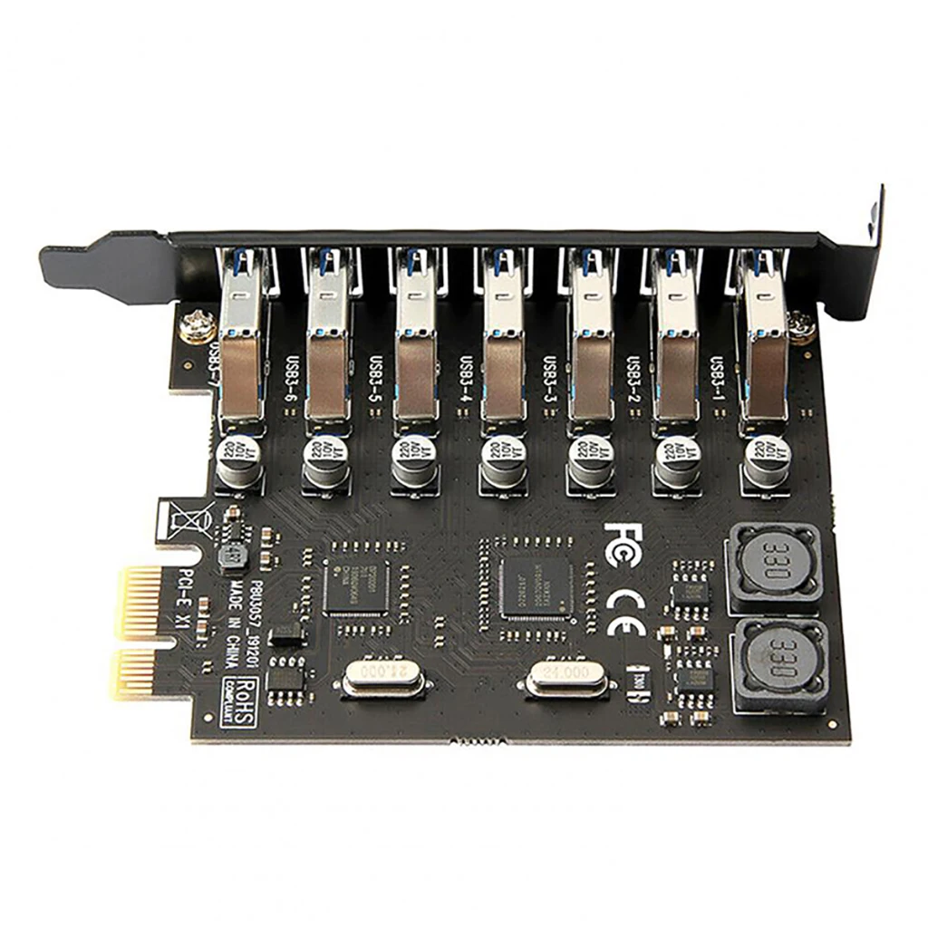 데스크탑용 USB 3.0 PCI-E 확장 카드 어댑터, 외부 컨트롤러, PCI 익스프레스 카드, 7 포트, USB 3.0 허브 어댑터
