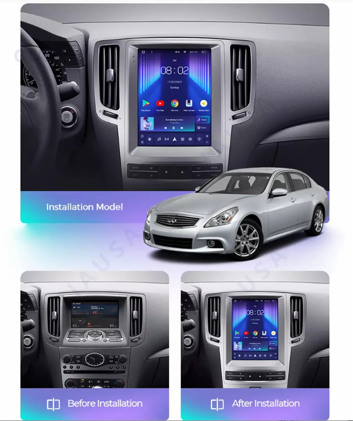 For Infiniti GX G37 G25 G35 2007-2015 CARPLAY Android 12 Car Radio Stereo Receiver Autoradio Multimedia Player GPS Navigation