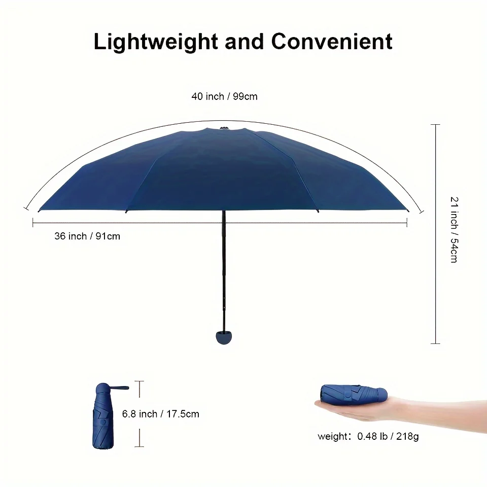 1pc Anti-Uv Mini Umbrella For Sunny And Rainy Days, Portable With Uv Coating And 6 Reinforced Ribs 5