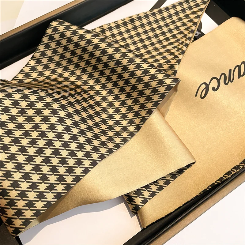 Sc44ba3079f1a4f33bb3bf1eafb534858L Fashion Headbands Silk Neck Scarves For Women Long Hairband Print Bag Scarfs Neckerchief Hair Ribbons Tie Scarf Ladies 14x145cm Mallzona