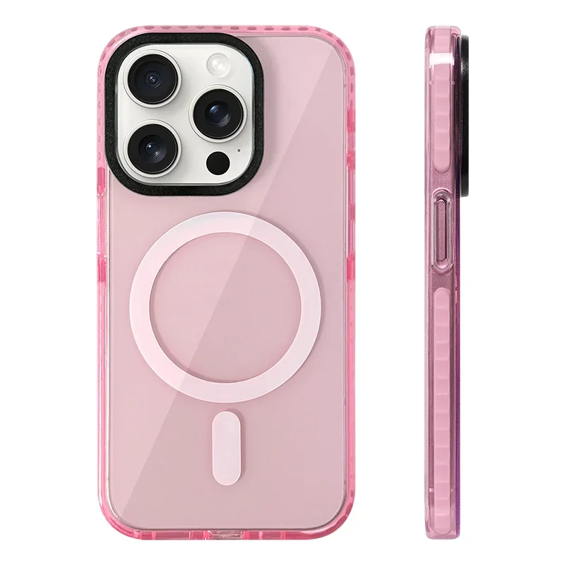 Vibrant Neon Transparent MagSafe Compatible Phone Case with Soft Silicone Bumper