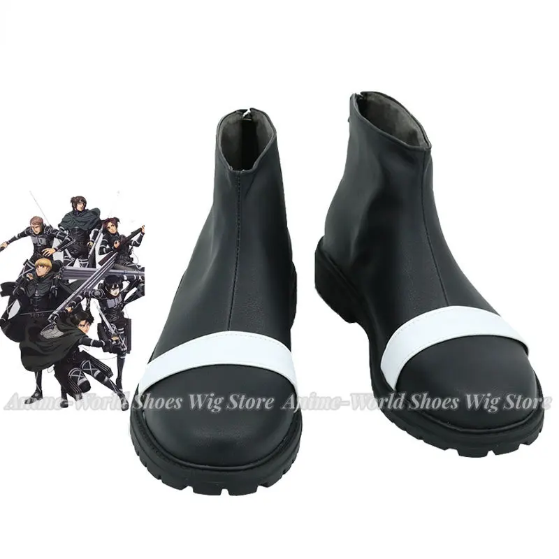 

Anime Attack on Titan Levi Ackerman Cosplay Shoes PU Leather Shoes Halloween Carnival Boots Prop Custom Made